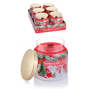 Bartek 450g Svíčka ve skle dřev.knot Cranberry Snow (6/krt)