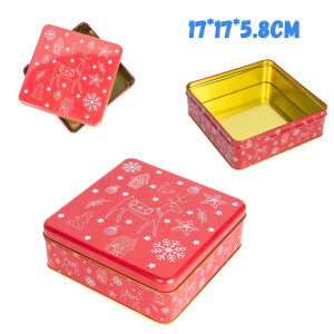 Vánoční dóza plechová 17*17*5.8cm (36krt)