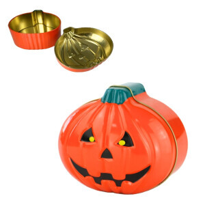 Halloween dóza plechová 13*11.5*7cm Dýň (48krt)