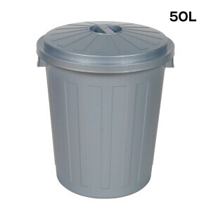Odpadkový koš+víkem stříbrná 50L(6/krt)