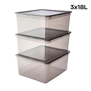 Úložný box+Otočný ventilační vík set 3x18L šedá(3/krt)