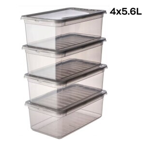 Úložný box+Otočný ventilační vík set 4x5,6L šedá(3/krt)
