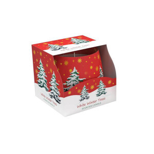 Santo 100g svíčka ve skle Christmas White Winter Trees (12/krt)