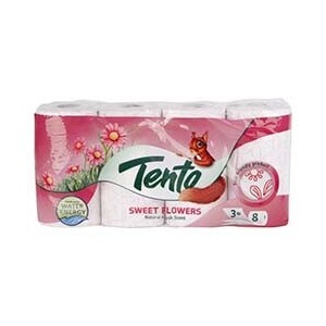 Tento Toaletní papír 8ks 3-vrstvý Ellegance Pink Decor (7/bal)