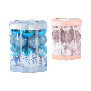 Vánoční dekorace koule 6cm/28ks Blue&Pink (27/krt)