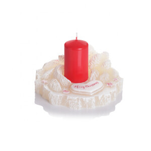 Bartek Svíčka Christmas Holder 140*70 Ecru&Red (6/krt)