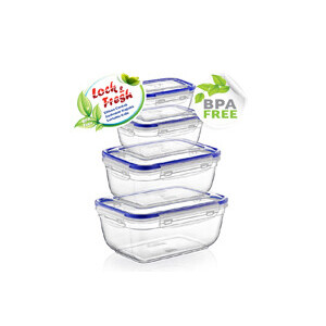 Dunya Dóza plast L&F obdél. set 4ks 400/800/1400/2300ml (12/krt)