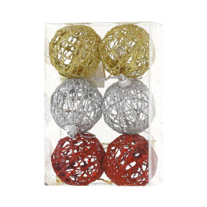 Vánoční dekorace glitr koule 5cm/6ks (192/krt)