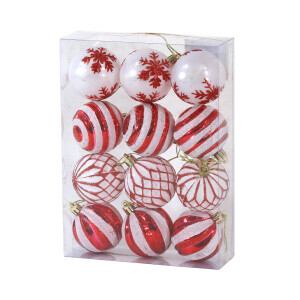 Vánoční dekorace koule 6cm/12ks Red&White (60/krt)