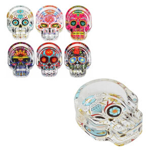 Popelník sklo Skull (6/bal 84/krt)