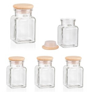 Kořenka skleněná sada 4ks s dřev.víkem 150ml(12/krt)