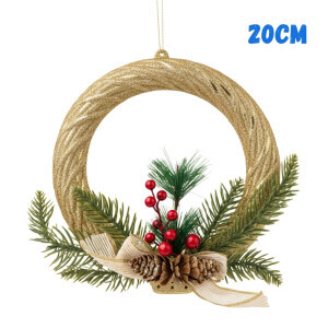 Vánoční dekorace věnec s mašlí 20cm (200/krt)