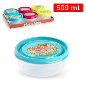P.Forte Dóza plast Hermetique kul.500ml Color (12/bal)