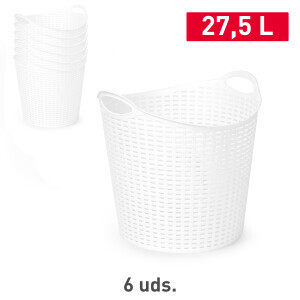 P.Forte Košík plast Rattan 27,5l White (6/bal)