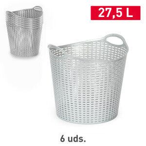 P.Forte Košík plast Rattan 27,5l Silver (6/bal)