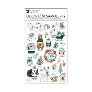 Vánoční samolepka 25*14,5cm Pop up zima (48/bal 288/krt)