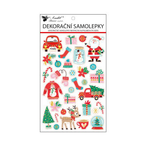 Vánoční samolepka 25*14,5cm pěnové auta (24/bal 288/krt)