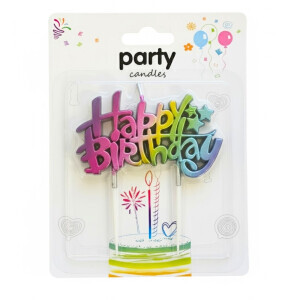 Dortová svíčka Happy Birthday 3ass (12/bal 360/krt)