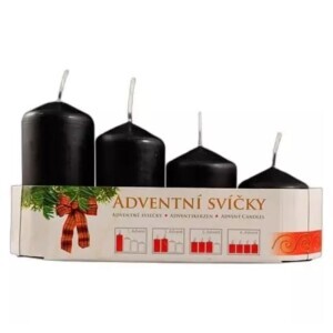 Bartek Svíčka adventní 4ks schody 40/55-70-85-100 Glamorous Black MIX (12/krt)