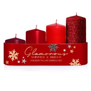 Bartek Svíčka adventní 4ks schody 40/55-70-85-100 Glamorous red MIX (12/krt)