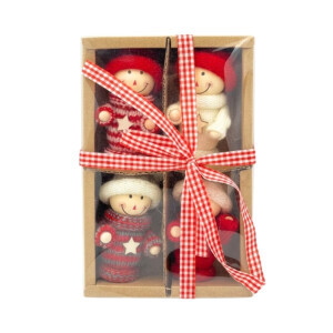 Vánoční dekorace textilní figurky 4ks (180/krt)