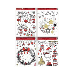 Vánoční okenní fólie 42*30cm moderní Vánoce (80/bal 240/krt)