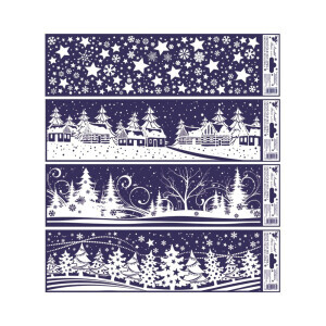 Vánoční okenní fólie pruh 41,5*12cm krajinky (96/bal 288/krt)