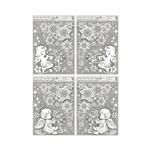 Vánoční okenní fólie 38*30cm andílci s duhovými glitry (80/bal 240/krt)