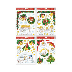 Vánoční okenní fólie 37*26cm tradiční motivy andílci (72/bal 288/krt)