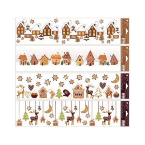 Vánoční okenní fólie pruh 64*15cm perníčky (96/bal 288/krt)