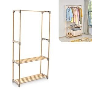 Stojan na oblečení s regálem Dřevený (4/krt)