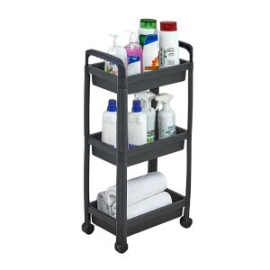 Regál pojízdný 3 patrové s držákem Bílá (8/krt)