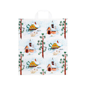Lika Taška igelitová s uchy Vánoční 40*46 Zimní kaplička (50/bal)