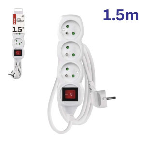 Emos Prodlužovací kabel s vyp 3zásuvky 1,5m (5/bal 20/krt)