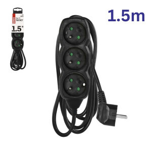 Emos prodlužka 3z 1,5m černá (5/bal 20/krt)