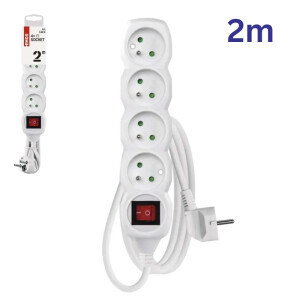 Emos Prodlužovací kabel s vyp 4zásuvky 2m (5/bal 20/krt)