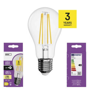 Emos Žárovka Led Filament A60 3.4W E27 WW (10/bal 20/krt)