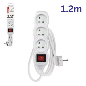 Emos Prodlužovací kabel s vyp 3zásuvky 1,2m (5/bal 20/krt)