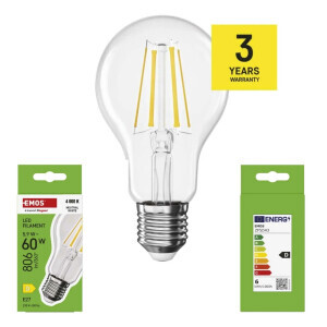 Emos Žárovka Led Filament A60 5.9W E27 NW (10/bal 40/krt)