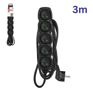Emos prodlužka 5z 3m černá (5/bal 10/krt)