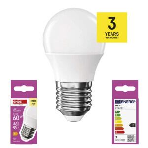 Emos Žárovka Led Classic Mini GL 6,5W E27 WW (10/bal 100/krt)