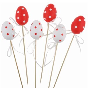 Velikonoční dekorace zápich Vajíčko 6cm puntík (6/bal 144/krt)