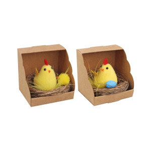 Velikonoční slepička žlutá v hnízdě 6cm (12/bal)