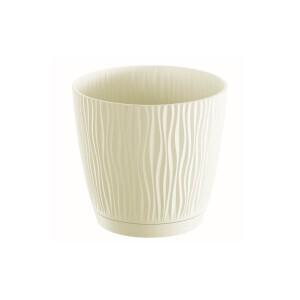 Květináč kulatý Sandy P s miskou 10,8cm krémový (10/bal 240/krt)