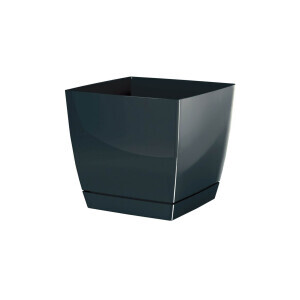 Květináč hranatý Coubi P s miskou 10cm grafit (10/bal 360/krt)