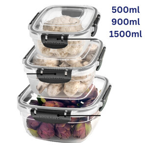 Dunya Dóza plast L&F square set 3ks 500ml/900ml/1,5l (12/krt)