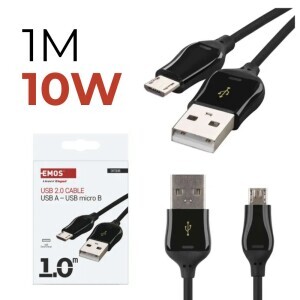 Usb 2.0 A/M-Micro B/M 1M Černá 10 W
