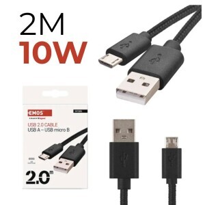 Usb 2.0 A/M-Micro B/M 2M Černá 10 W