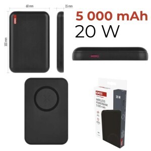 Emos Micro Powerbanka Wi 521 5000 Černá 1Xusb-C