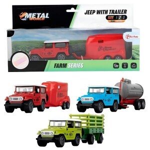 Metal Jeep s přívěsem na setrvačník 3ass (9/krt)